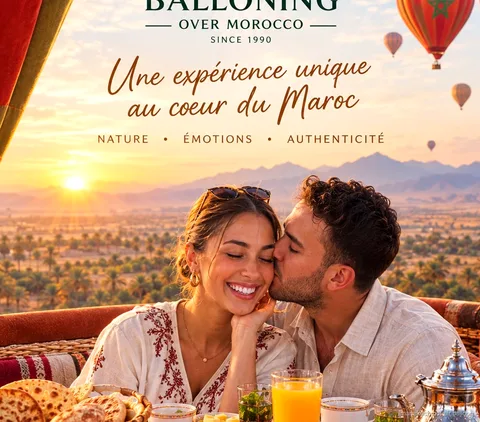 Desayuno servido a bordo de un globo privado en Marrakech